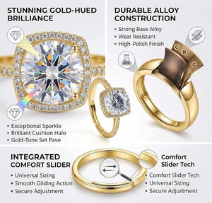 Niluk Elegant Solitaire-Style Gold Plated  Adjustable Ring