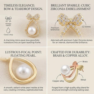 Niluk Golden Pearl Bow Drops