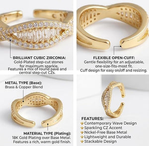 Niluk Gold-Plated Eye Shape Designer Adjustable Finger Ring