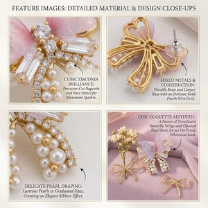Elegant Butterfly Pearl Drop Earrings