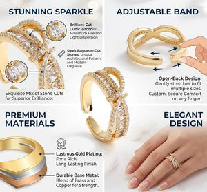Niluk Gold Plated Elegant Bow-Design Adjustable Ring