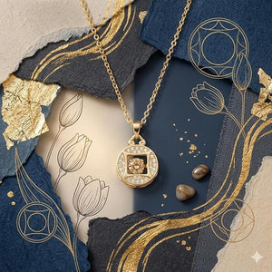 Niluk Gold-Plated Round Crystal Pendant Necklace