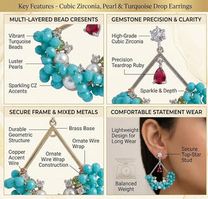 Niluk Turquoise Beaded Statement Earrings