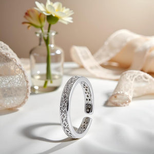 Niluk Elegant Rhodium-Plated Band Adjustable Finger Ring