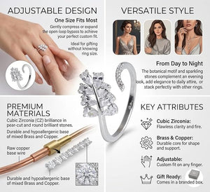 Niluk Elegant Leaf Design Adjustable Gold Ring