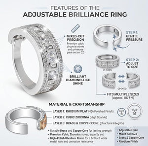 Niluk Luxurious Rhodium-Plated Designer Band  Adjustable Ring