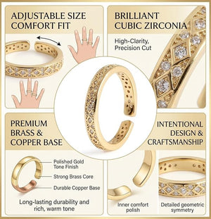 Niluk Elegant Gold-Plated Band Adjustable Ring