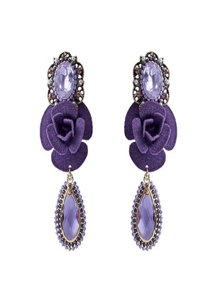 Niluk  Burgundy Crystal Statement Earrings