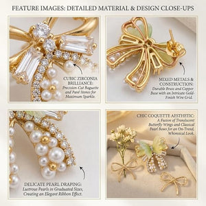 Elegant Butterfly Pearl Drop Earrings