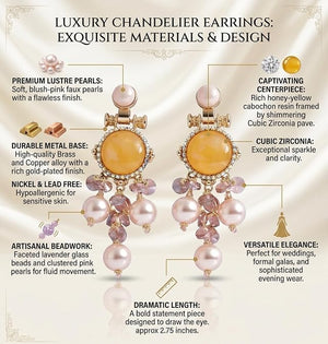 Niluk Designer Gold-Toned Earrings with Yellow Stone, Pink Pearls & Crystal Beads Earrings