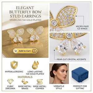 Niluk Rhodium Crystal Butterfly Studs