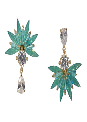 Niluk Elegant Blue Crystal Drop Earrings