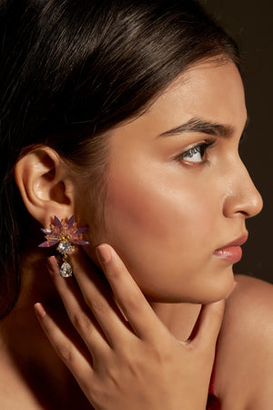 Niluk Elegant Blue Crystal Drop Earrings