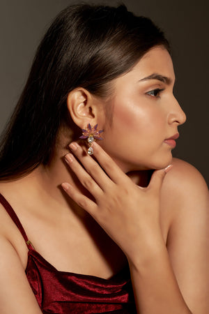 Niluk Elegant Blue Crystal Drop Earrings