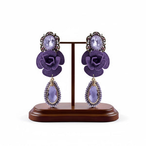 Niluk  Burgundy Crystal Statement Earrings