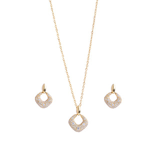 Niluk Gold-Plated Crystal Pendant Necklace with Matching Earrings