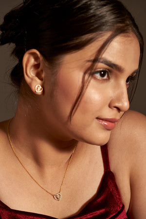 Niluk Gold-Plated Heart Pendant Necklace with Matching Earrings
