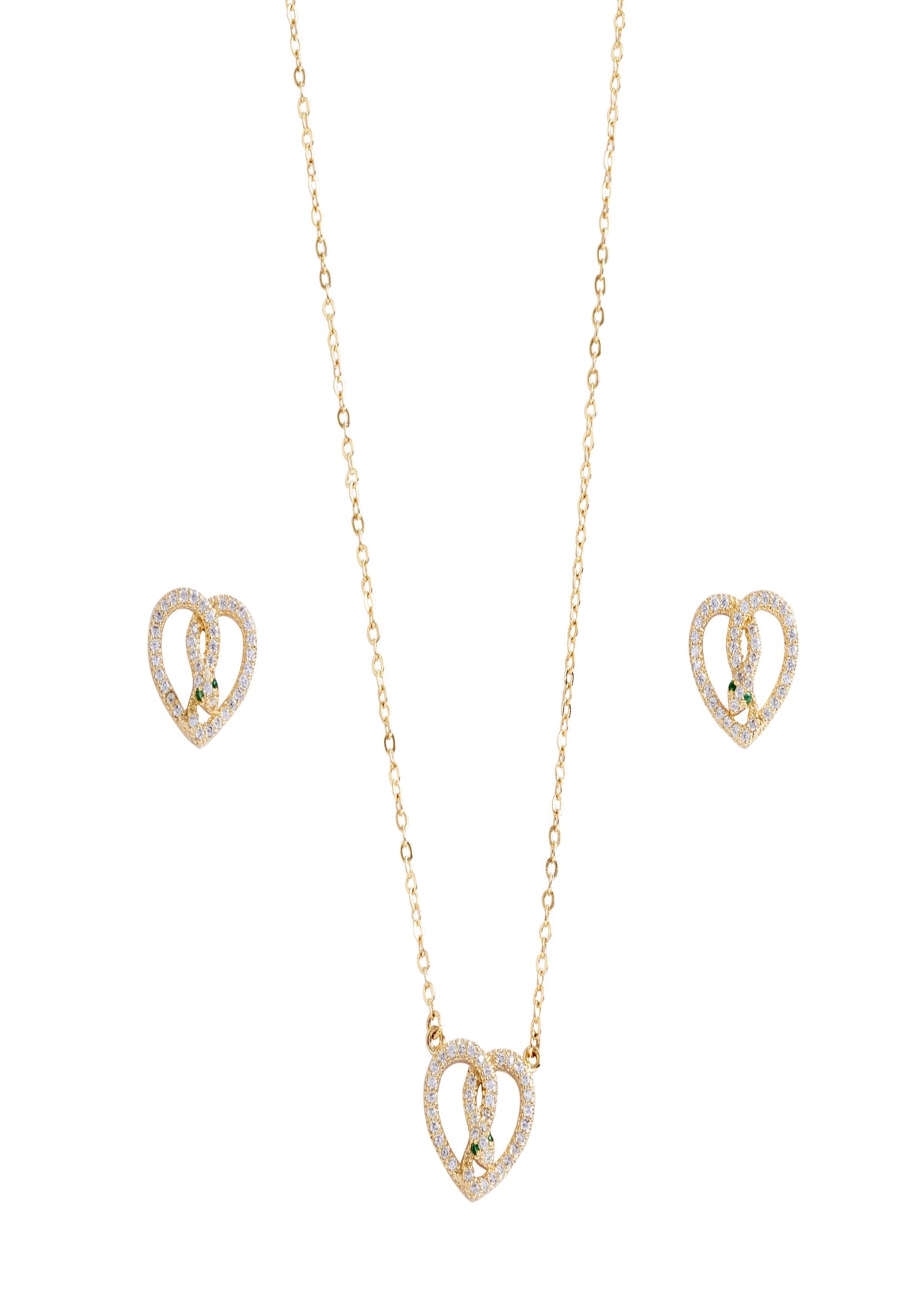 Niluk gold plated heart pendant necklace with matching earrings