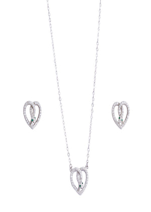 Niluk Gold-Plated Heart Pendant Necklace with Matching Earrings