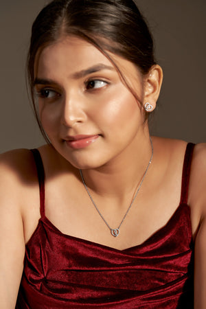 Niluk Gold-Plated Heart Pendant Necklace with Matching Earrings