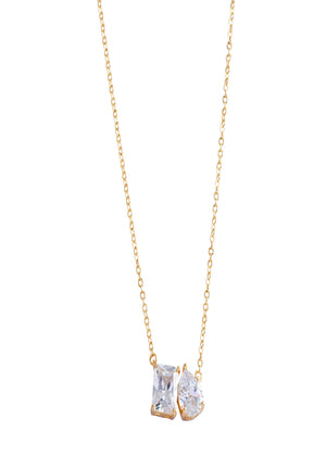Niluk Gold-Plated Dual Crystal Pendant Necklace