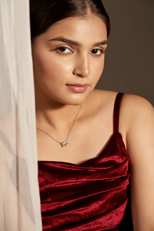 Niluk Gold-Plated Dual Crystal Pendant Necklace