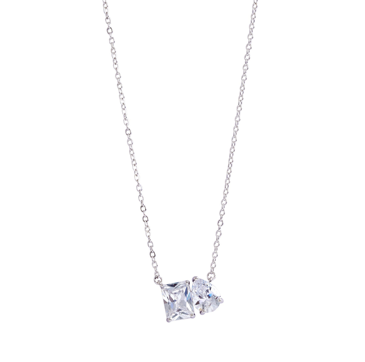 Niluk gold plated dual crystal pendant necklace